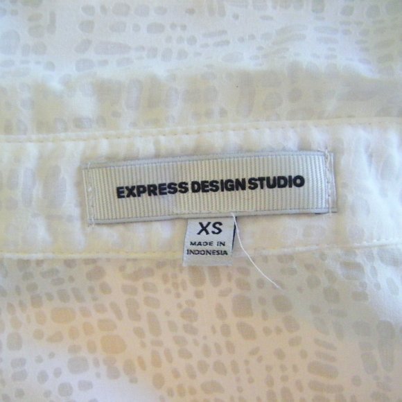 White Wrap Side Tie Sheer Patterned Blouse Size XS - Picture 7 of 8